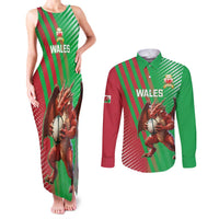 Custom Wales Rugby 2025 Couples Matching Tank Maxi Dress and Long Sleeve Button Shirt Go Welsh Dragon Sporty Style