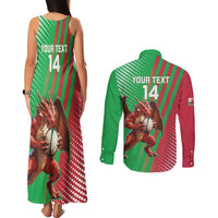 Custom Wales Rugby 2025 Couples Matching Tank Maxi Dress and Long Sleeve Button Shirt Go Welsh Dragon Sporty Style