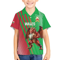 Custom Wales Rugby 2025 Family Matching Off The Shoulder Long Sleeve Dress and Hawaiian Shirt Go Welsh Dragon Sporty Style