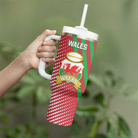 Custom Wales Rugby 2025 Tumbler With Handle Go Welsh Dragon Sporty Style - Wonder Print Shop