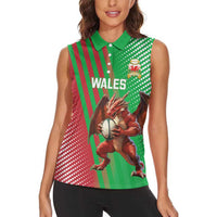 Custom Wales Rugby 2025 Women Sleeveless Polo Shirt Go Welsh Dragon Sporty Style - Wonder Print Shop