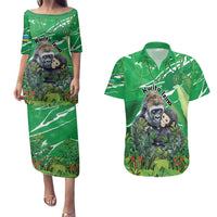 Personalized Rwanda Kwita Izina Couples Matching Puletasi and Hawaiian Shirt Name a Gorilla - Save a Species - Wonder Print Shop