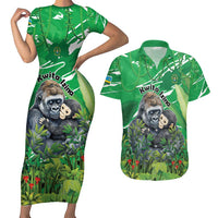 Personalized Rwanda Kwita Izina Couples Matching Short Sleeve Bodycon Dress and Hawaiian Shirt Name a Gorilla - Save a Species - Wonder Print Shop