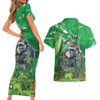 Personalized Rwanda Kwita Izina Couples Matching Short Sleeve Bodycon Dress and Hawaiian Shirt Name a Gorilla - Save a Species - Wonder Print Shop