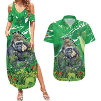 Personalized Rwanda Kwita Izina Couples Matching Summer Maxi Dress and Hawaiian Shirt Name a Gorilla - Save a Species - Wonder Print Shop