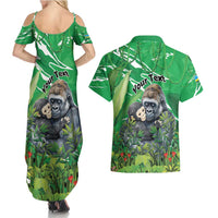 Personalized Rwanda Kwita Izina Couples Matching Summer Maxi Dress and Hawaiian Shirt Name a Gorilla - Save a Species - Wonder Print Shop