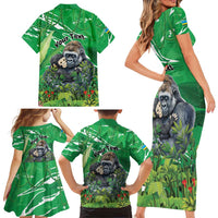 Personalized Rwanda Kwita Izina Family Matching Short Sleeve Bodycon Dress and Hawaiian Shirt Name a Gorilla - Save a Species - Wonder Print Shop