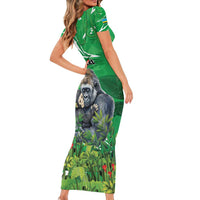 Personalized Rwanda Kwita Izina Family Matching Short Sleeve Bodycon Dress and Hawaiian Shirt Name a Gorilla - Save a Species - Wonder Print Shop