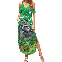 Personalized Rwanda Kwita Izina Family Matching Summer Maxi Dress and Hawaiian Shirt Name a Gorilla - Save a Species - Wonder Print Shop