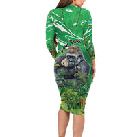 Personalized Rwanda Kwita Izina Long Sleeve Bodycon Dress Name a Gorilla - Save a Species - Wonder Print Shop