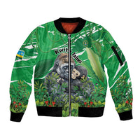 Personalized Rwanda Kwita Izina Sleeve Zip Bomber Jacket Name a Gorilla - Save a Species - Wonder Print Shop