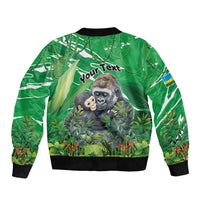 Personalized Rwanda Kwita Izina Sleeve Zip Bomber Jacket Name a Gorilla - Save a Species - Wonder Print Shop