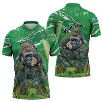 Personalized Rwanda Kwita Izina Zipper Polo Shirt Name a Gorilla - Save a Species - Wonder Print Shop