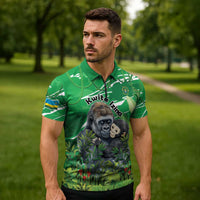 Personalized Rwanda Kwita Izina Zipper Polo Shirt Name a Gorilla - Save a Species - Wonder Print Shop