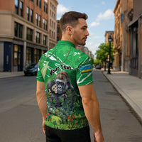Personalized Rwanda Kwita Izina Zipper Polo Shirt Name a Gorilla - Save a Species - Wonder Print Shop