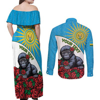 Personalized Rwanda Baby Gorilla Couples Matching Off Shoulder Maxi Dress and Long Sleeve Button Shirt Kwita Izina 2025 - Wonder Print Shop