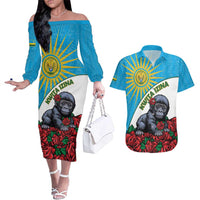 Personalized Rwanda Baby Gorilla Couples Matching Off The Shoulder Long Sleeve Dress and Hawaiian Shirt Kwita Izina 2025 - Wonder Print Shop