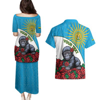Personalized Rwanda Baby Gorilla Couples Matching Puletasi and Hawaiian Shirt Kwita Izina 2025 - Wonder Print Shop