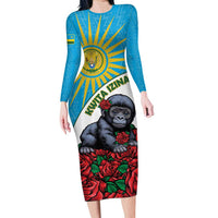 Personalized Rwanda Baby Gorilla Long Sleeve Bodycon Dress Kwita Izina 2025 - Wonder Print Shop