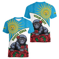 Personalized Rwanda Baby Gorilla Women V-Neck T-Shirt Kwita Izina 2025 - Wonder Print Shop