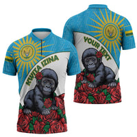 Personalized Rwanda Baby Gorilla Zipper Polo Shirt Kwita Izina 2025 - Wonder Print Shop