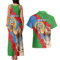 Personalised Eritrea Arabian Camel Couples Matching Tank Maxi Dress and Hawaiian Shirt Gerbera Flower Flag Color - Wonder Print Shop