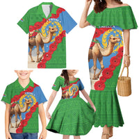 Personalised Eritrea Arabian Camel Family Matching Mermaid Dress and Hawaiian Shirt Gerbera Flower Flag Color - Wonder Print Shop