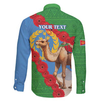 Personalised Eritrea Arabian Camel Family Matching Off The Shoulder Long Sleeve Dress and Hawaiian Shirt Gerbera Flower Flag Color - Wonder Print Shop