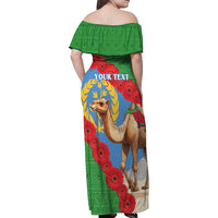 Personalised Eritrea Arabian Camel Family Matching Off Shoulder Maxi Dress and Hawaiian Shirt Gerbera Flower Flag Color - Wonder Print Shop