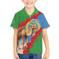 Personalised Eritrea Arabian Camel Family Matching Short Sleeve Bodycon Dress and Hawaiian Shirt Gerbera Flower Flag Color - Wonder Print Shop