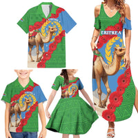 Personalised Eritrea Arabian Camel Family Matching Summer Maxi Dress and Hawaiian Shirt Gerbera Flower Flag Color - Wonder Print Shop