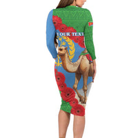 Personalised Eritrea Arabian Camel Long Sleeve Bodycon Dress Gerbera Flower Flag Color - Wonder Print Shop