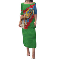 Personalised Eritrea Arabian Camel Puletasi Gerbera Flower Flag Color - Wonder Print Shop