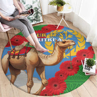Personalised Eritrea Arabian Camel Round Carpet Gerbera Flower Flag Color