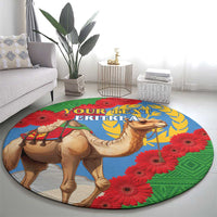 Personalised Eritrea Arabian Camel Round Carpet Gerbera Flower Flag Color