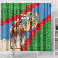 Personalised Eritrea Arabian Camel Shower Curtain Gerbera Flower Flag Color