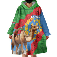 Personalised Eritrea Arabian Camel Wearable Blanket Hoodie Gerbera Flower Flag Color - Wonder Print Shop