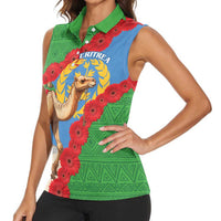 Personalised Eritrea Arabian Camel Women Sleeveless Polo Shirt Gerbera Flower Flag Color - Wonder Print Shop