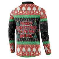 Merry Christmas Ya Filthy Animal Button Sweatshirt Retro Christmas Humor - Wonder Print Shop