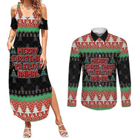 Merry Christmas Ya Filthy Animal Couples Matching Summer Maxi Dress and Long Sleeve Button Shirt Retro Christmas Humor - Wonder Print Shop