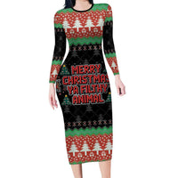 Merry Christmas Ya Filthy Animal Family Matching Long Sleeve Bodycon Dress and Hawaiian Shirt Retro Christmas Humor - Wonder Print Shop