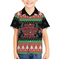 Merry Christmas Ya Filthy Animal Family Matching Off Shoulder Maxi Dress and Hawaiian Shirt Retro Christmas Humor - Wonder Print Shop