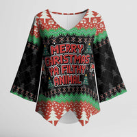 Merry Christmas Ya Filthy Animal Kimono Sleeve Blouse Retro Christmas Humor - Wonder Print Shop