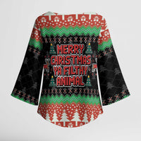 Merry Christmas Ya Filthy Animal Kimono Sleeve Blouse Retro Christmas Humor - Wonder Print Shop