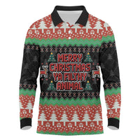 Merry Christmas Ya Filthy Animal Long Sleeve Polo Shirt Retro Christmas Humor - Wonder Print Shop