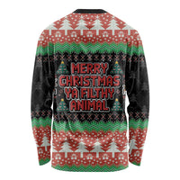 Merry Christmas Ya Filthy Animal Long Sleeve Shirt Retro Christmas Humor - Wonder Print Shop