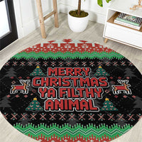 Merry Christmas Ya Filthy Animal Round Carpet Retro Christmas Humor - Wonder Print Shop