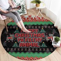 Merry Christmas Ya Filthy Animal Round Carpet Retro Christmas Humor - Wonder Print Shop