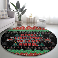 Merry Christmas Ya Filthy Animal Round Carpet Retro Christmas Humor - Wonder Print Shop