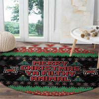 Merry Christmas Ya Filthy Animal Round Carpet Retro Christmas Humor - Wonder Print Shop
